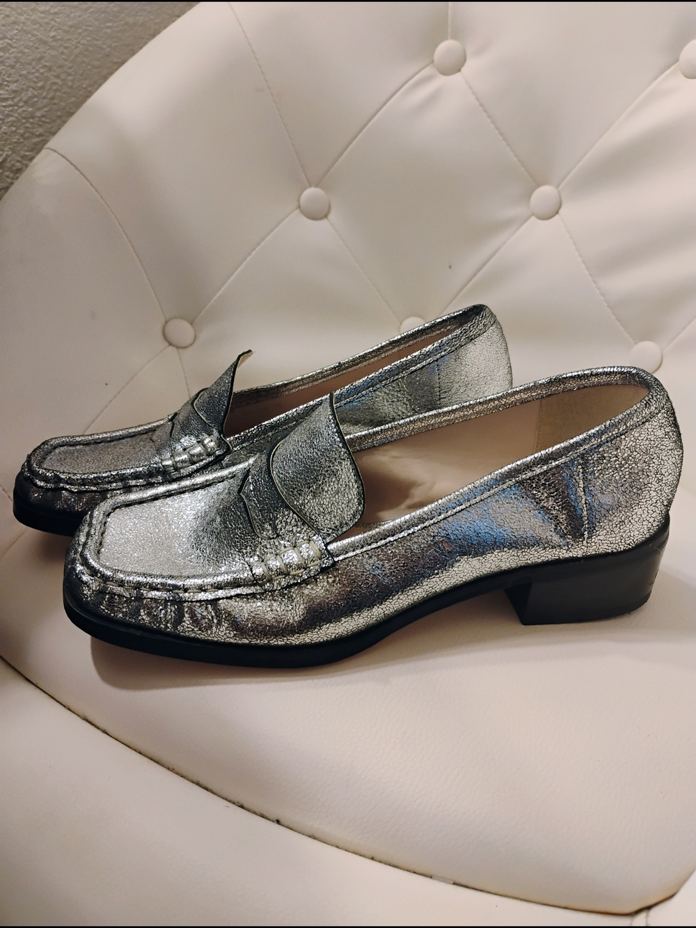 Zara Silver Metallic Penny Loafers - Picture 6 of 6